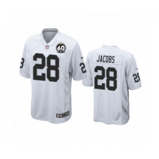 Women's Oakland Raiders 28 Josh Jacobs Game 60th Anniversary White Football Jersey