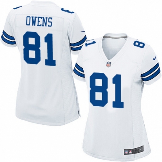 Women's Nike Dallas Cowboys 81 Terrell Owens Game White NFL Jersey