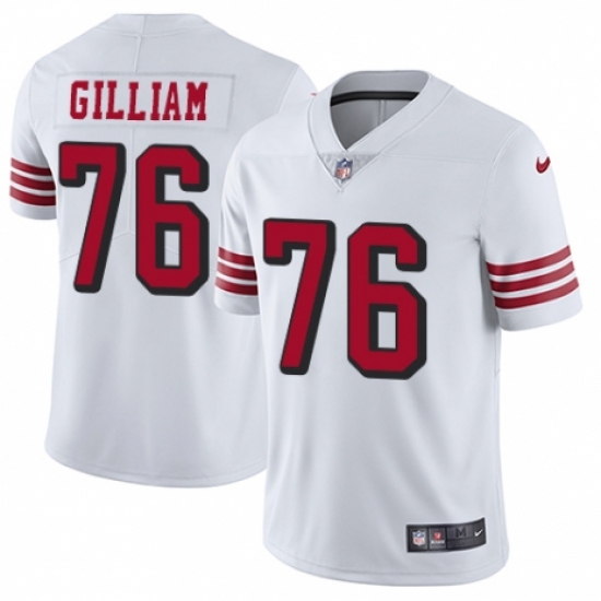 Men's Nike San Francisco 49ers 76 Garry Gilliam Elite White Rush Vapor Untouchable NFL Jersey