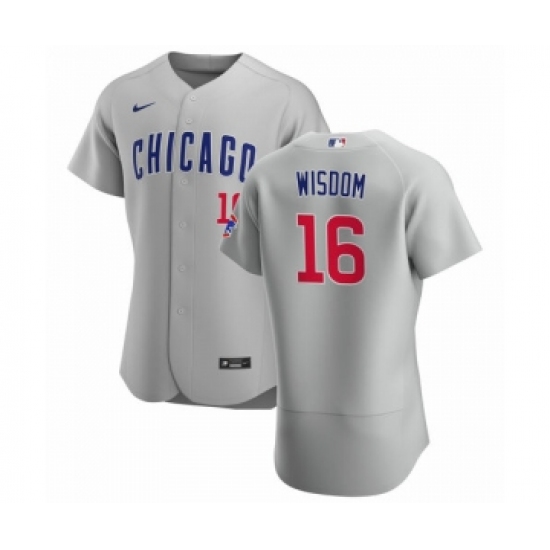 Men's Chicago Cubs 16 Patrick Wisdom Gray Flex Base Stitched Jersey