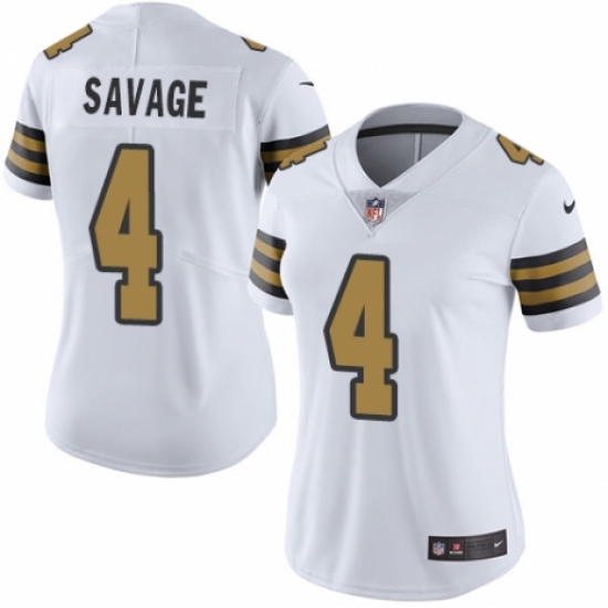 Women's Nike New Orleans Saints 4 Tom Savage Limited White Rush Vapor Untouchable NFL Jersey