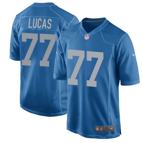 Men's Nike Detroit Lions 77 Cornelius Lucas Game Blue Alternate NFL Jersey