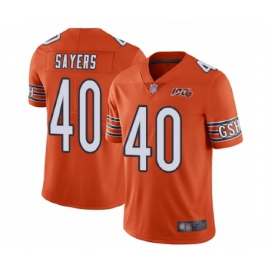 Youth Chicago Bears 40 Gale Sayers Orange Alternate 100th Season Limited Football Jersey