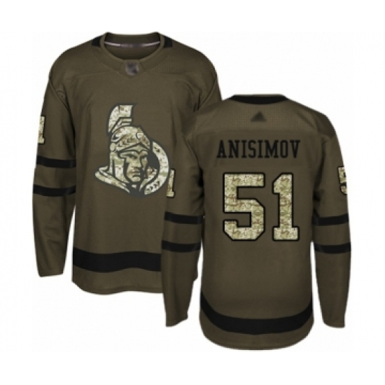 Men's Ottawa Senators 51 Artem Anisimov Authentic Green Salute to Service Hockey Jersey