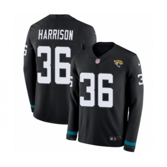 Men's Nike Jacksonville Jaguars 36 Ronnie Harrison Limited Black Therma Long Sleeve NFL Jersey