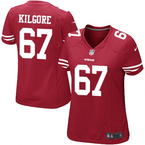 Women's Nike San Francisco 49ers 67 Daniel Kilgore Game Red Team Color NFL Jersey
