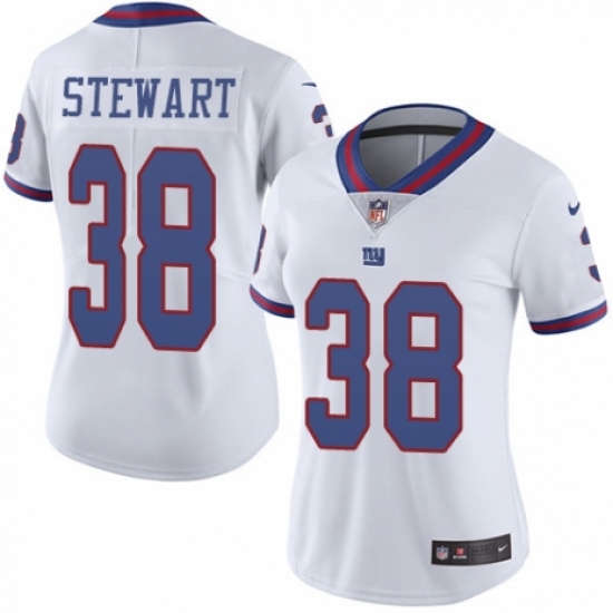 Women's Nike New York Giants 38 Jonathan Stewart Limited White Rush Vapor Untouchable NFL Jersey