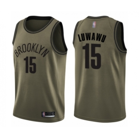 Men's Brooklyn Nets 15 Timothe Luwawu Swingman Green Salute to Service Basketball Jersey