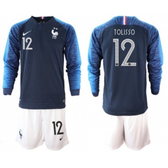 France 12 Tolisso Home Long Sleeves Soccer Country Jersey