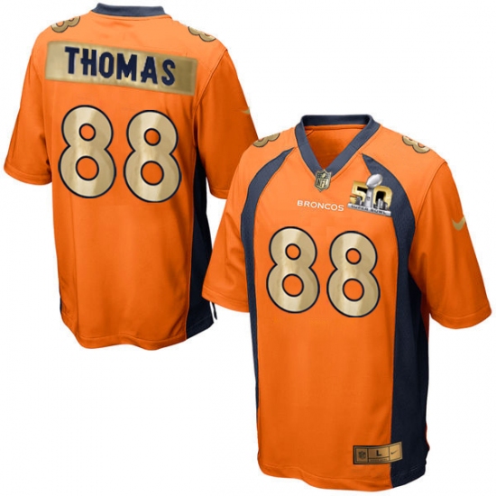 Men's Nike Denver Broncos 88 Demaryius Thomas Game Orange Super Bowl 50 Collection NFL Jersey