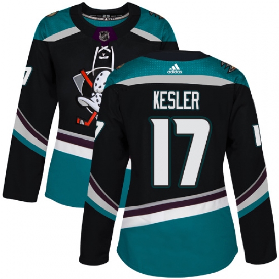 Women's Adidas Anaheim Ducks 17 Ryan Kesler Authentic Black Teal Third NHL Jersey