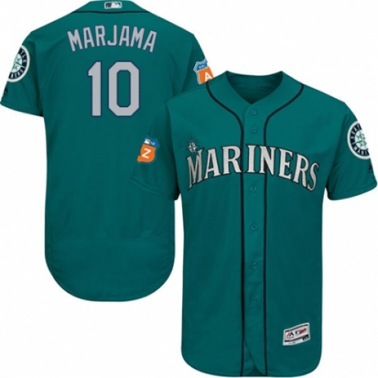 Men's Majestic Seattle Mariners 10 Mike Marjama Teal Green Alternate Flex Base Authentic Collection MLB Jersey