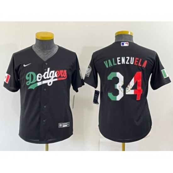 Youth Los Angeles Dodgers 34 Toro Valenzuela Mexico Black Cool Base Stitched Baseball Jersey