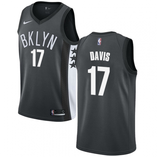 Men's Nike Brooklyn Nets 17 Ed Davis Swingman Gray NBA Jersey Statement Edition
