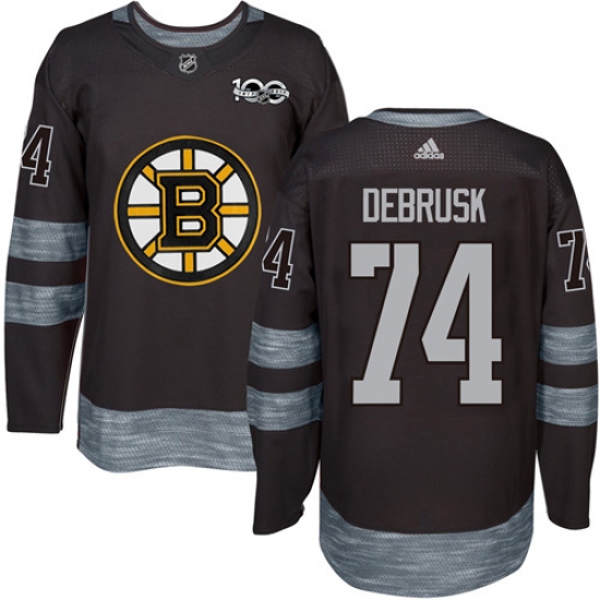 Men's Adidas Boston Bruins 74 Jake DeBrusk Premier Black 1917-2017 100th Anniversary NHL Jersey