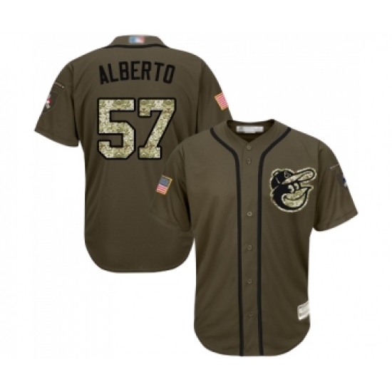 Youth Baltimore Orioles 57 Hanser Alberto Authentic Green Salute to Service Baseball Jersey