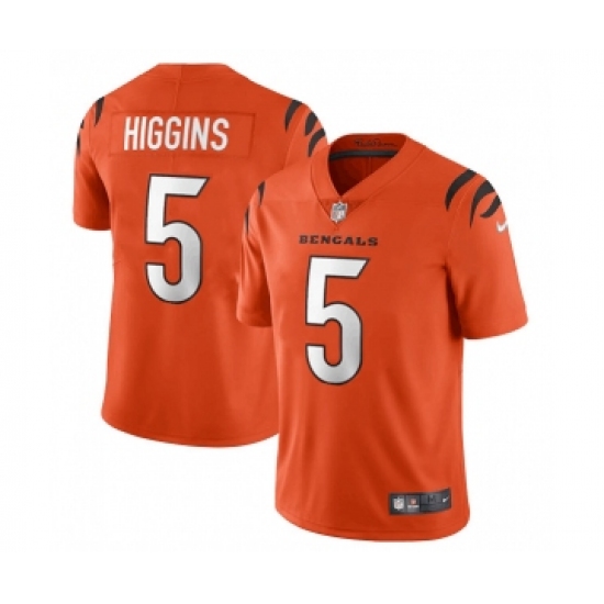 Men's Cincinnati Bengals 5 Tee Higgins Orange Vapor Untouchable Limited Stitched Jersey