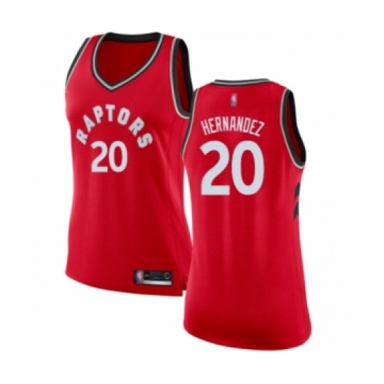 Women's Toronto Raptors 20 Dewan Hernandez Swingman Red Basketball Jersey - Icon Edition