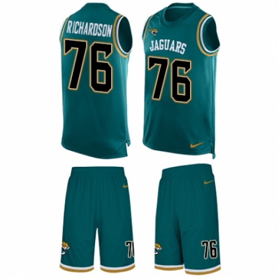 Men's Nike Jacksonville Jaguars 76 Will Richardson Limited Teal Green Tank Top Suit NFL Jersey