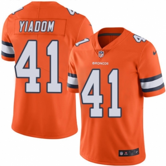 Men's Nike Denver Broncos 41 Isaac Yiadom Limited Orange Rush Vapor Untouchable NFL Jersey