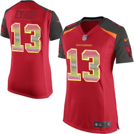 Women's Nike Tampa Bay Buccaneers 13 Mike Evans Limited Red Strobe NFL Jersey