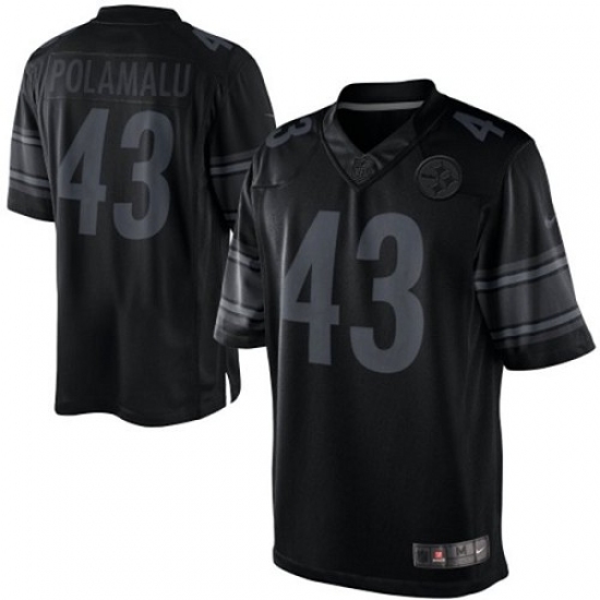 Men's Nike Pittsburgh Steelers 43 Troy Polamalu Black Drenched Limited NFL Jersey