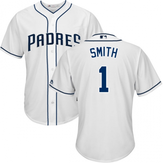 Youth Majestic San Diego Padres 1 Ozzie Smith Authentic White Home Cool Base MLB Jersey