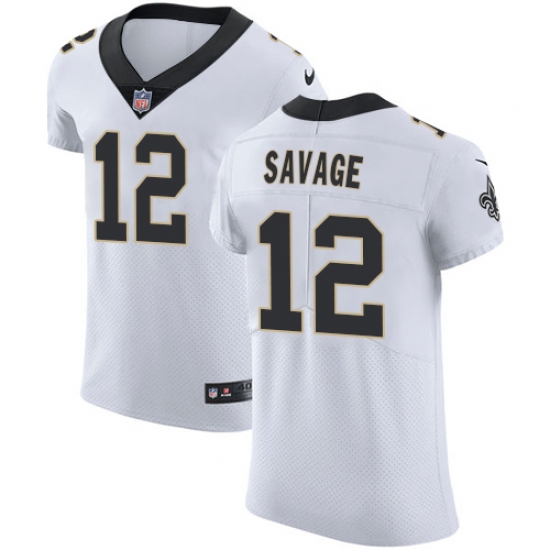 Men's Nike New Orleans Saints 12 Tom Savage White Vapor Untouchable Elite Player NFL Jersey