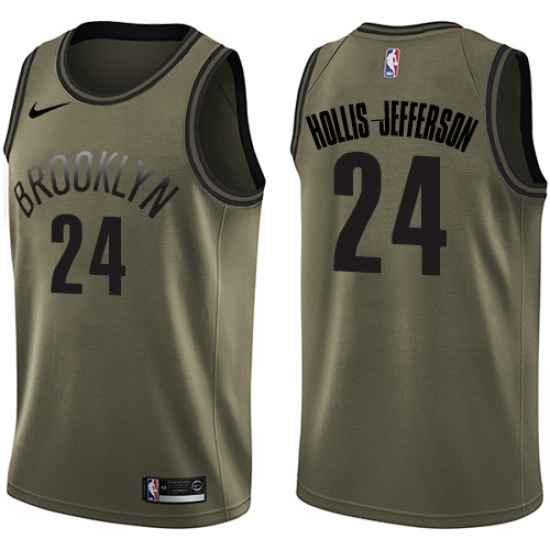 Men's Nike Brooklyn Nets 24 Rondae Hollis-Jefferson Green Salute to Service NBA Swingman Jersey