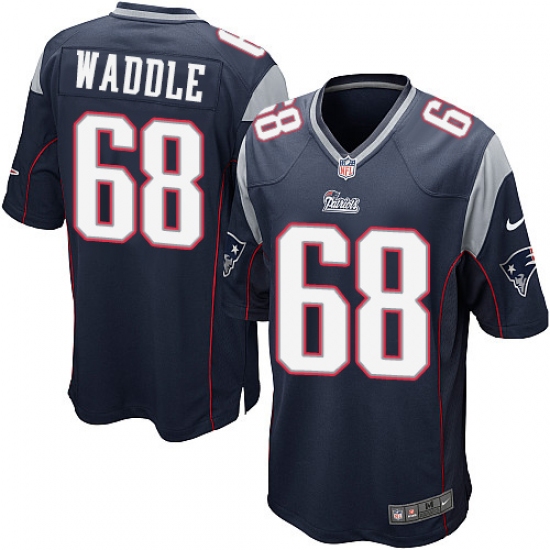 Men's Nike New England Patriots 68 LaAdrian Waddle Game Navy Blue Team Color NFL Jersey