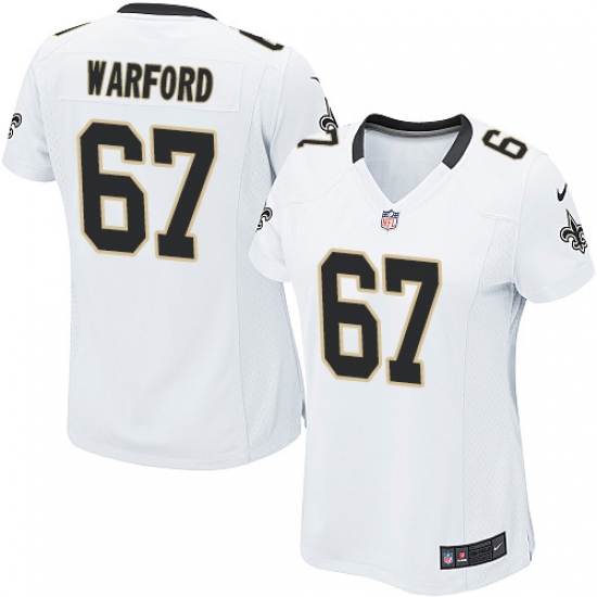 Women's Nike New Orleans Saints 67 Larry Warford Game White NFL Jersey