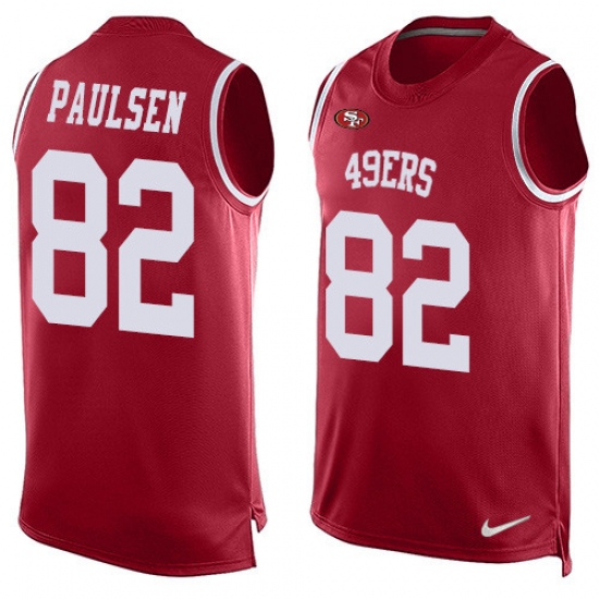 Men's Nike San Francisco 49ers 82 Logan Paulsen Limited Red Player Name & Number Tank Top NFL Jersey