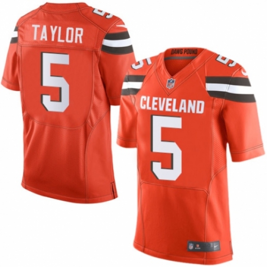 Men's Nike Cleveland Browns 5 Tyrod Taylor Elite Orange Alternate NFL Jersey