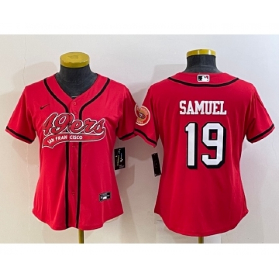 Women's San Francisco 49ers 19 Deebo Samuel Red Color Rush With Patch Cool Base Stitched Baseball Jersey