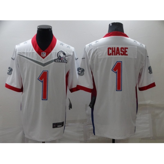 Men's Cincinnati Bengals 1 Ja'Marr Chase White Nike Royal 2022 NFC Pro Bowl Limited Player Jersey