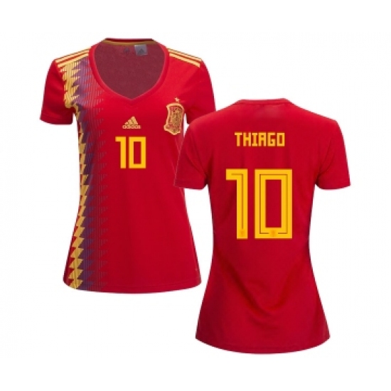 Women's Spain 10 Thiago Red Home Soccer Country Jersey