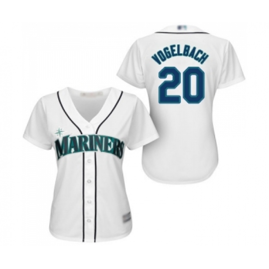 Women's Seattle Mariners 20 Dan Vogelbach Replica White Home Cool Base Baseball Jersey