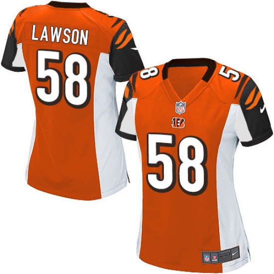 Women's Nike Cincinnati Bengals 58 Carl Lawson Game Orange Alternate NFL Jersey