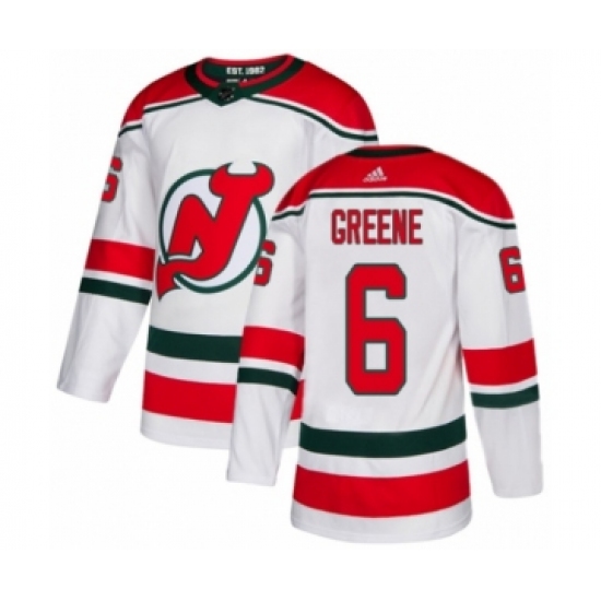 Men's Adidas New Jersey Devils 6 Andy Greene Premier White Alternate NHL Jersey