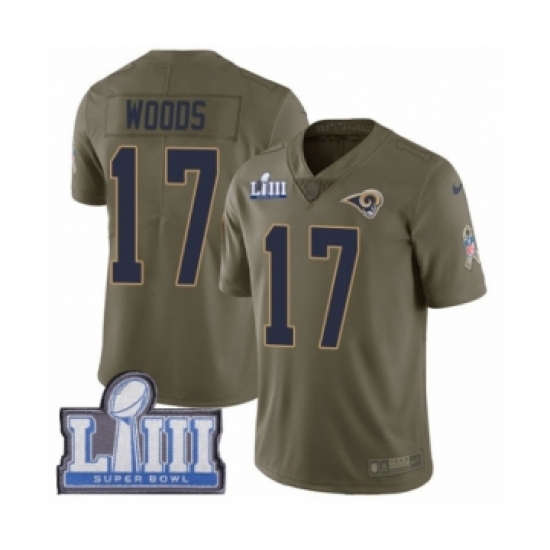 Men's Nike Los Angeles Rams 17 Robert Woods Limited Olive 2017 Salute to Service Super Bowl LIII Bound NFL Jersey