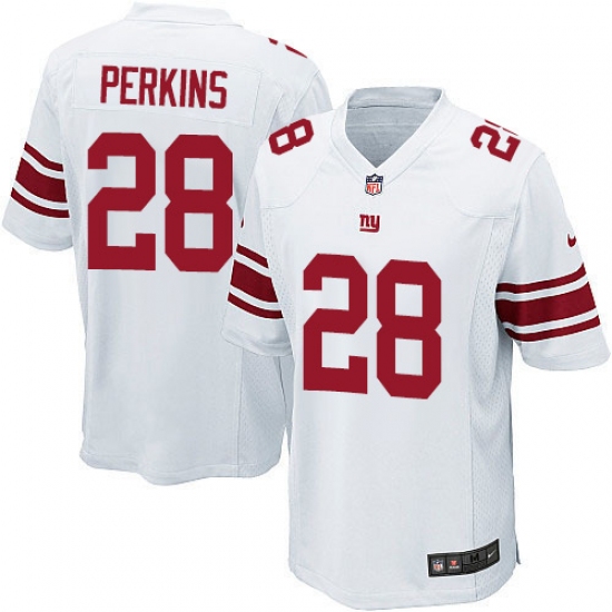Men's Nike New York Giants 28 Paul Perkins Game White NFL Jersey