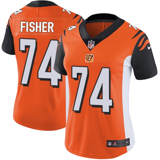 Women's Nike Cincinnati Bengals 74 Jake Fisher Vapor Untouchable Limited Orange Alternate NFL Jersey