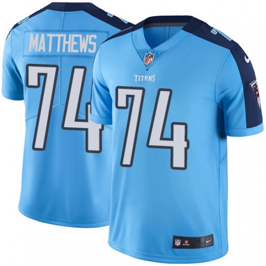 Youth Nike Tennessee Titans 74 Bruce Matthews Elite Light Blue Team Color NFL Jersey