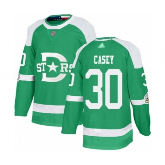 Men's Dallas Stars 30 Jon Casey Authentic Green 2020 Winter Classic Hockey Jersey
