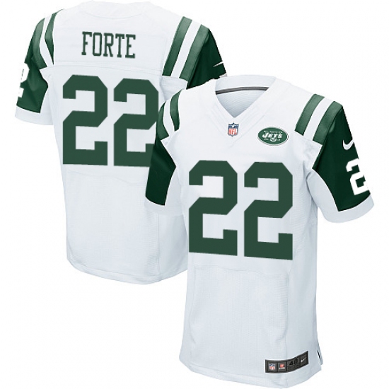Men's Nike New York Jets 22 Matt Forte Elite White NFL Jersey