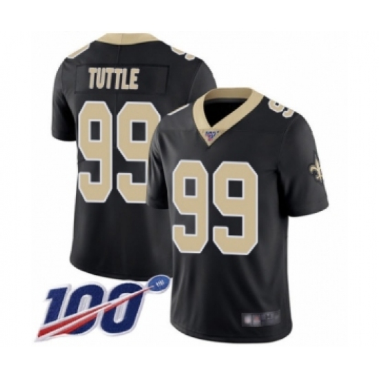 Youth New Orleans Saints 99 Shy Tuttle Black Team Color Vapor Untouchable Limited Player 100th Season Football Jersey