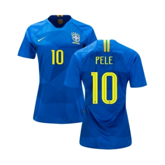 Women's Brazil 10 Pele Away Soccer Country Jersey