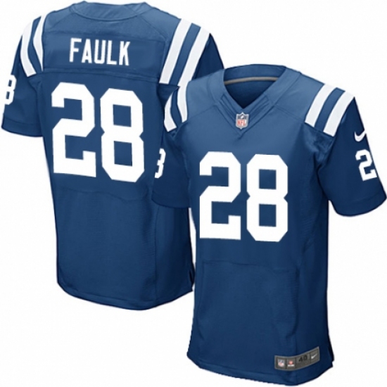 Men's Nike Indianapolis Colts 28 Marshall Faulk Elite Royal Blue Team Color NFL Jersey