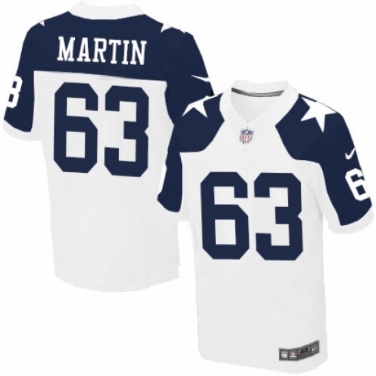 Men's Nike Dallas Cowboys 63 Marcus Martin Elite White Throwback Alternate NFL Jersey