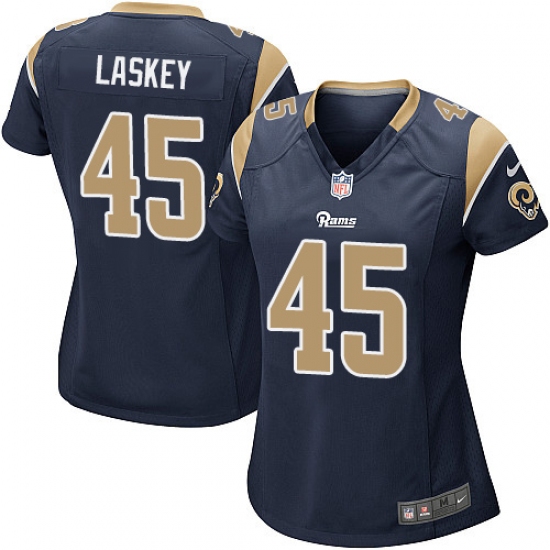 Women's Nike Los Angeles Rams 45 Zach Laskey Game Navy Blue Team Color NFL Jersey